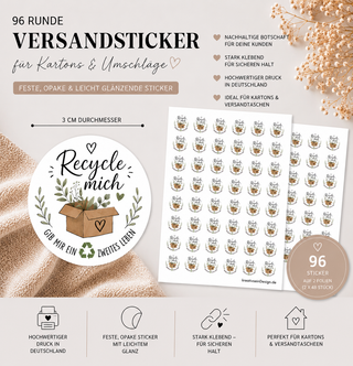 Sticker Hinweise für Kartons RECYCLE MICH