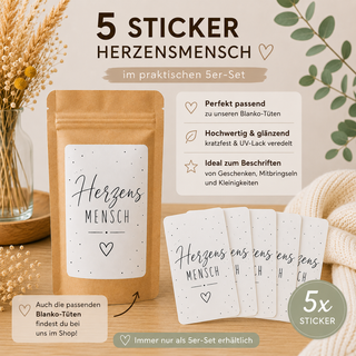 HERZENSMENSCH 5 Sticker für Geschenktütchen