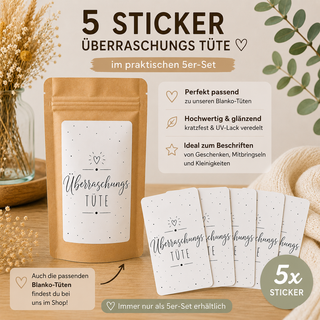 ÜBERRASCHUNGSTÜTE 5 Sticker für Geschenktütchen