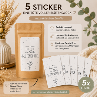 BLÜTENGLÜCK 5 Sticker für Geschenktütchen