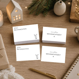 100 Weihnachts- Grußkärtchen in schwarz-weiß