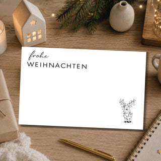 100 Weihnachts- Grußkärtchen in schwarz-weiß