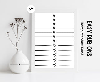 Rub On Sticker Herz mit Strich