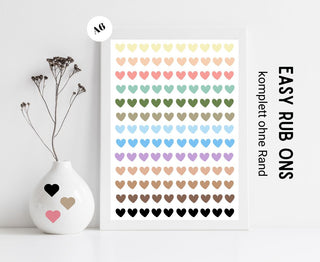 Rub On Sticker Kleine Herzen bunt