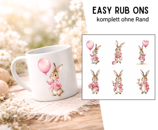 Rub On Sticker 6er Set Hasenmädchen 1