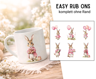 Rub On Sticker 6er Set Hasenmädchen 2
