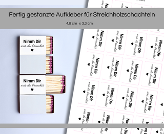 Nimm Dir was Du brauchst Sticker für Streichholzschachteln