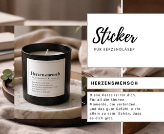 HERZENSMENSCH - 10 Sticker für Kerzengläser