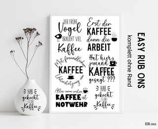 Rub On Sticker Kaffee-Sprüche