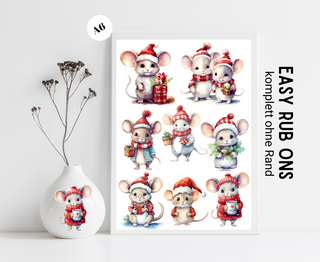 Rub On Sticker Mäuse Weihnachten A6