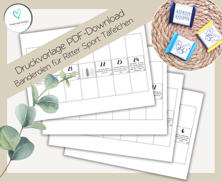 ADVENTSKALENDER Sprüche PDF-Download Banderolen für Mini-Rittersport Täfelchen