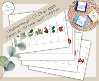 ADVENTSKALENDER BUNT 2 PDF-Download Banderolen für Mini-Rittersport Täfelchen