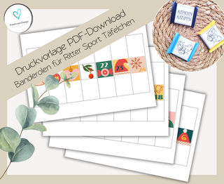 ADVENTSKALENDER BUNT 1 PDF-Download Banderolen für Mini-Rittersport Täfelchen