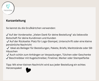 100 Kärtchen "Vielen Dank für deine Bestellung"