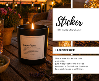 LAGERFEUER - 10 Sticker für Kerzengläser