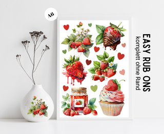 Rub On Sticker Erdbeeren (A6)