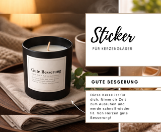 GUTE BESSERUNG - 10 Sticker für Kerzengläser