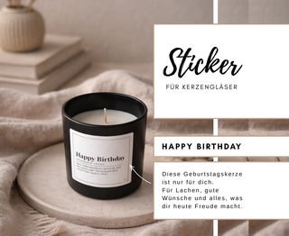 HAPPY BIRTHDAY - 10 Sticker für Kerzengläser
