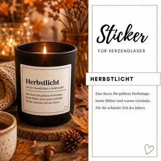 HERBSTLICHT - 10 Sticker für Kerzengläser