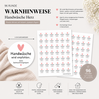 Sticker „Handwäsche empfohlen“ Herz