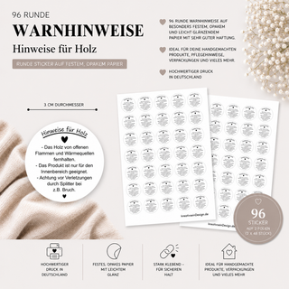 Sticker Hinweise für Holz