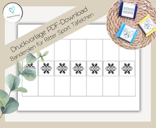 FROHE WEIHNACHTEN SCHNEEFLOCKE PDF-Download Banderolen für Mini-Rittersport Täfelchen