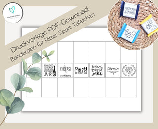 SILVESTER PDF-Download Banderolen für Mini-Rittersport Täfelchen