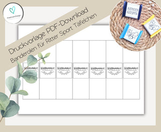 HOCHZEIT PDF-Download Banderolen für Mini-Rittersport Täfelchen