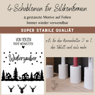 4 geprägte Motive zum Selbstzuschneiden Weihnachten