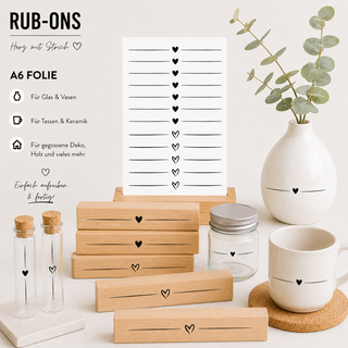 Rub On Sticker Herz mit Strich