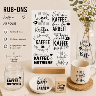 Rub On Sticker Kaffee-Sprüche