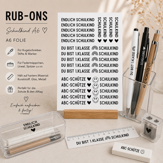 Rub On Sticker Kuli Sprüche Schulkind