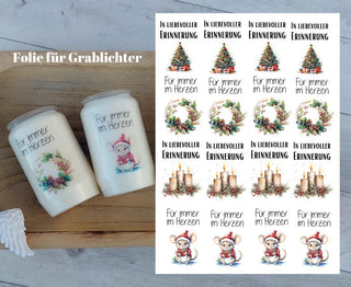 Wasserschiebefolie Trauerkerze Grablichter 4