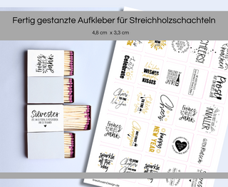 Sticker für Streichholzschachteln Silvester
