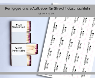 Sticker für Streichholzschachteln Dankeschön 1