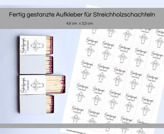 Sticker für Streichholzschachteln Sprüche Schutzengel