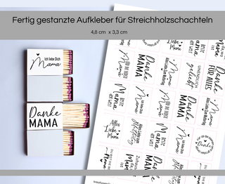 Sticker für Streichholzschachteln Sprüche Muttertag