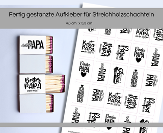 Sticker für Streichholzschachteln Sprüche Vatertag