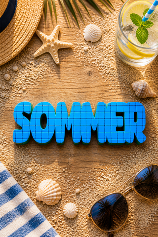 3D Druck Rohling "SOMMER" karo blau-grün