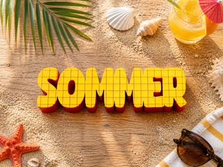 3D Druck Rohling "SOMMER" karo gelb-pink