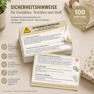 STOFF und GENÄHTES Warnhinweise Karten