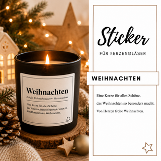 WEIHNACHTEN - 10 Sticker für Kerzengläser