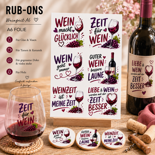 Rub On Sticker Wein-Zeit A6