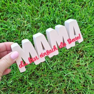 3D Druck Rohling "Mama Du bist einfach die beste" Muttertag beige-pink